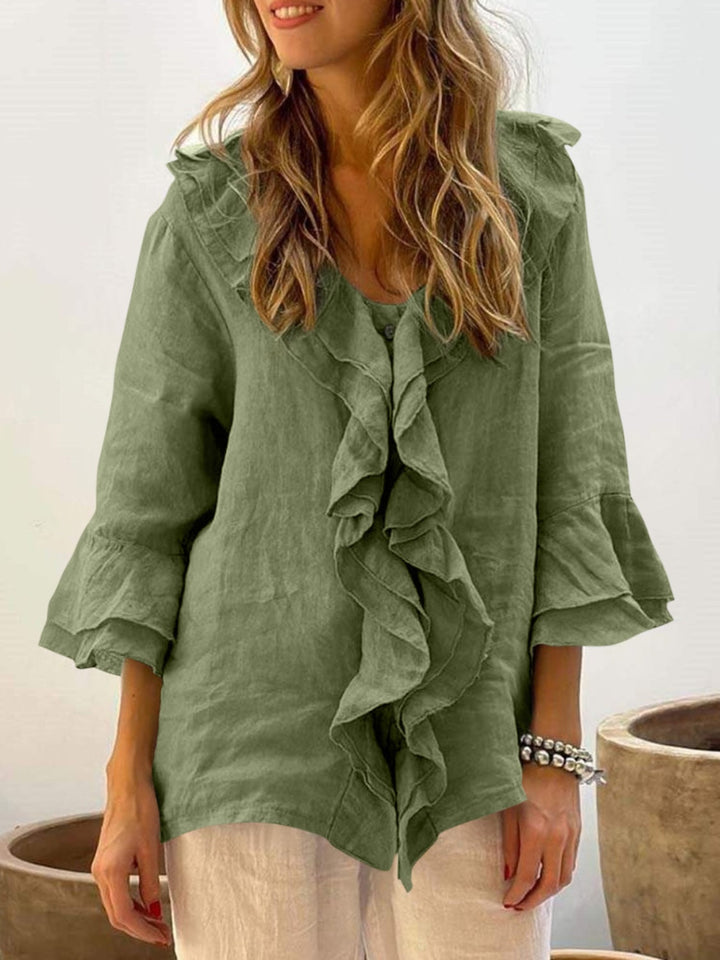 NADINE | Women Chic Bell Sleeve Ruffle Top
