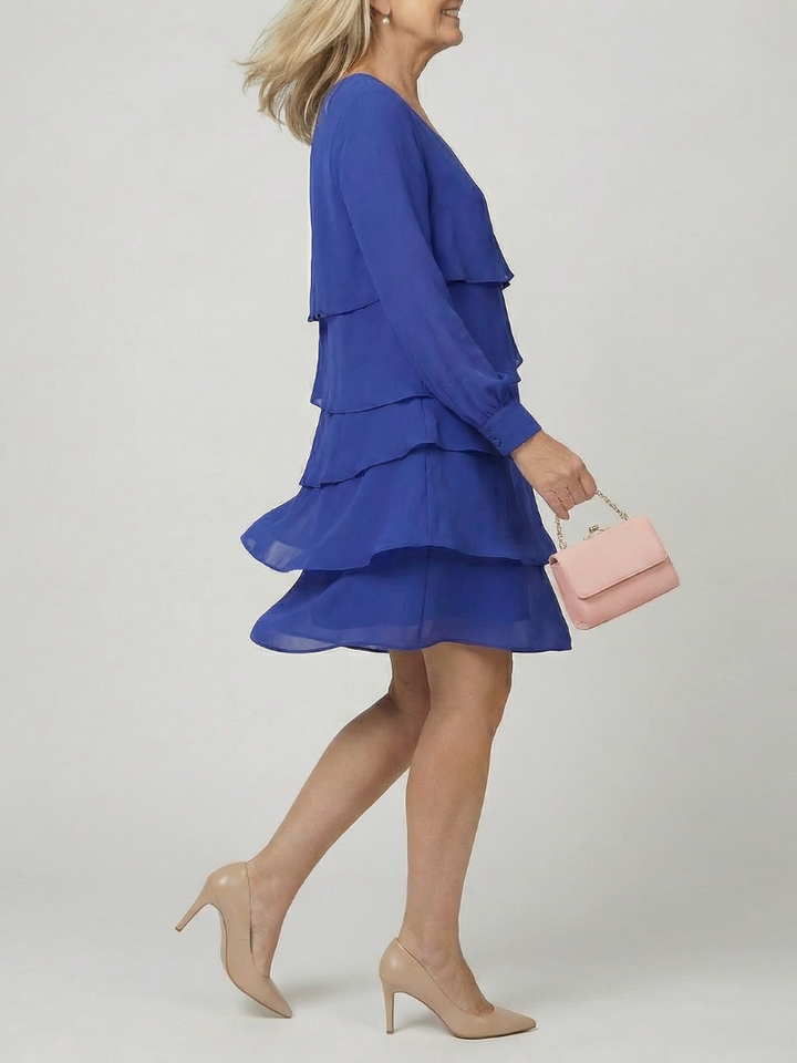 Kirax | Elegant Ruffled Knee-Length Dress