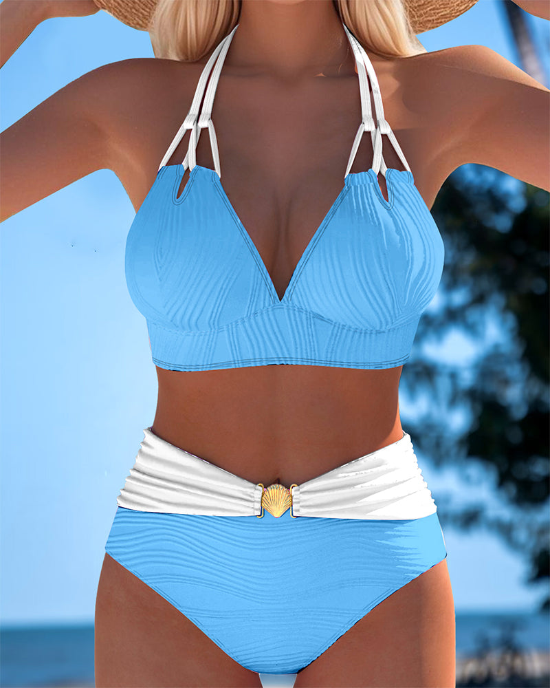 Lily | High-Waisted Double Strap Swimwear with Contrast