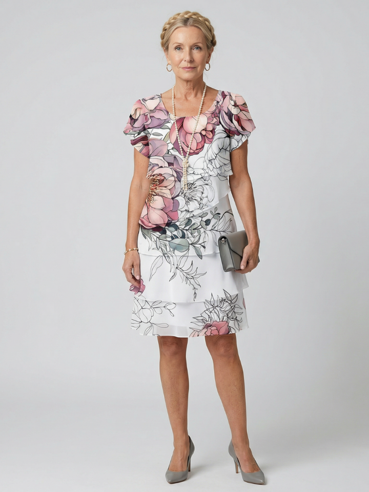 Kualani | Elegant Knee-Length Floral Dress