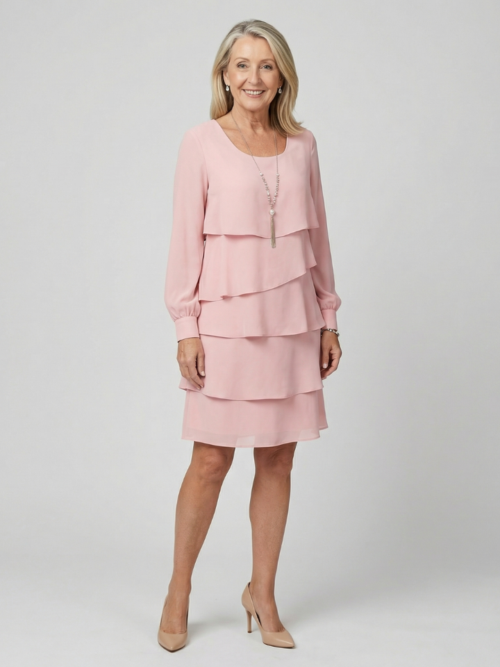 Kirax | Elegant Ruffled Knee-Length Dress