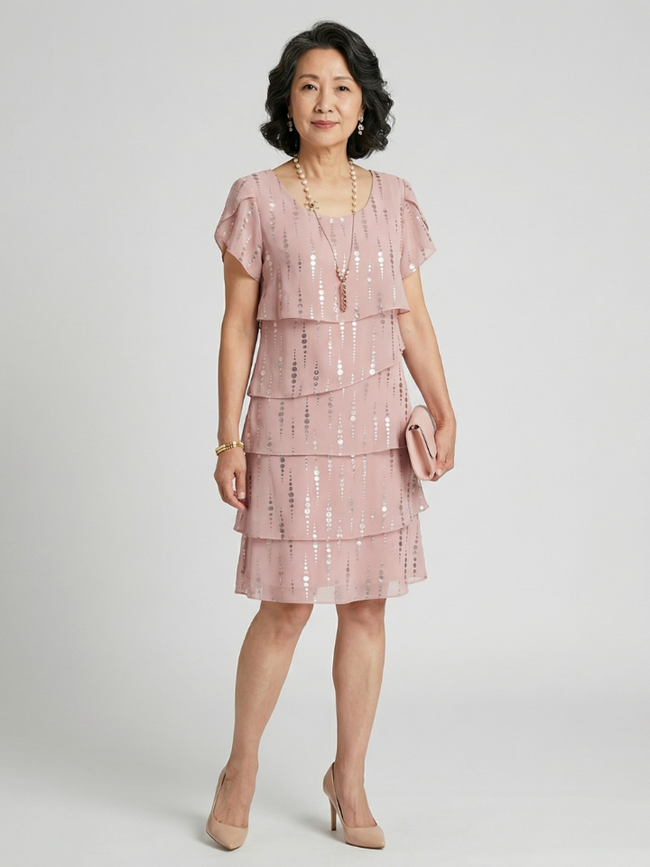 Makena | Elegant Polka Dot Knee-Length Dress