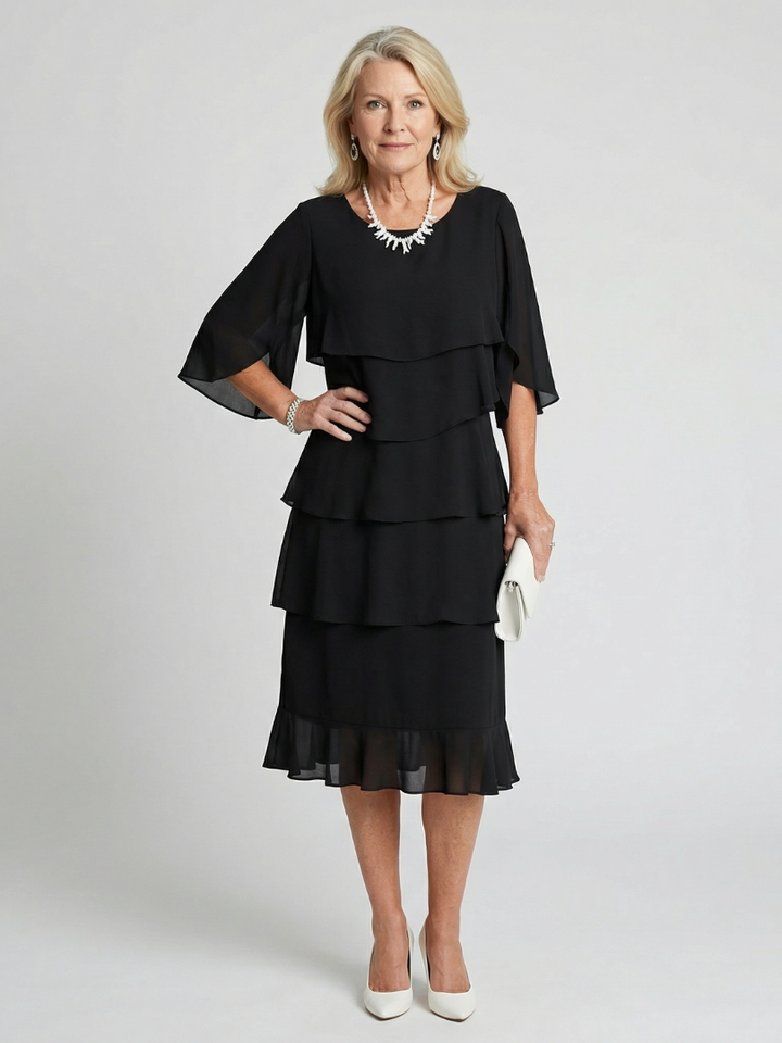 Brent | Midi Dress with Layered Ruffles