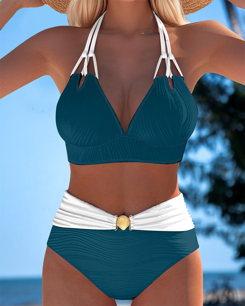 Lily | High-Waisted Double Strap Swimwear with Contrast
