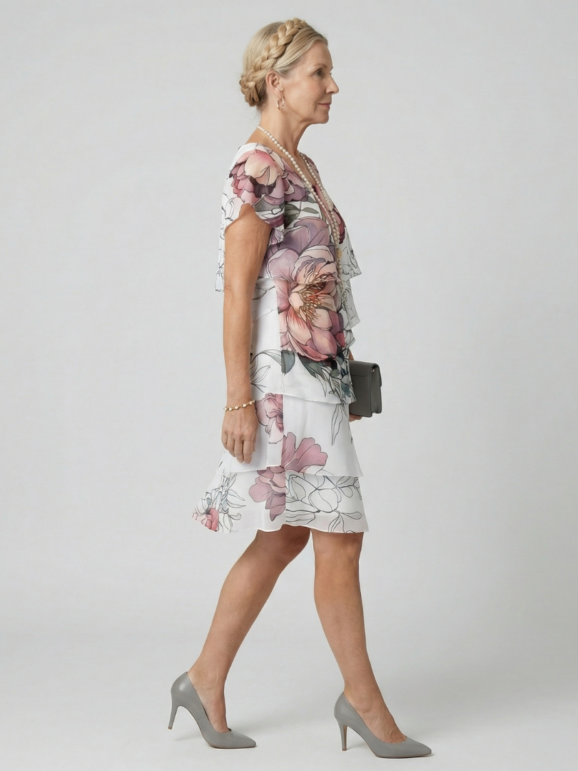 Kualani | Elegant Knee-Length Floral Dress
