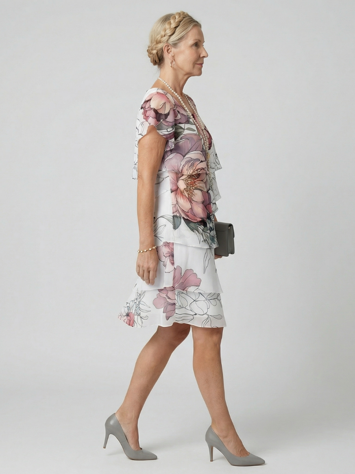 Kualani | Elegant Knee-Length Floral Dress