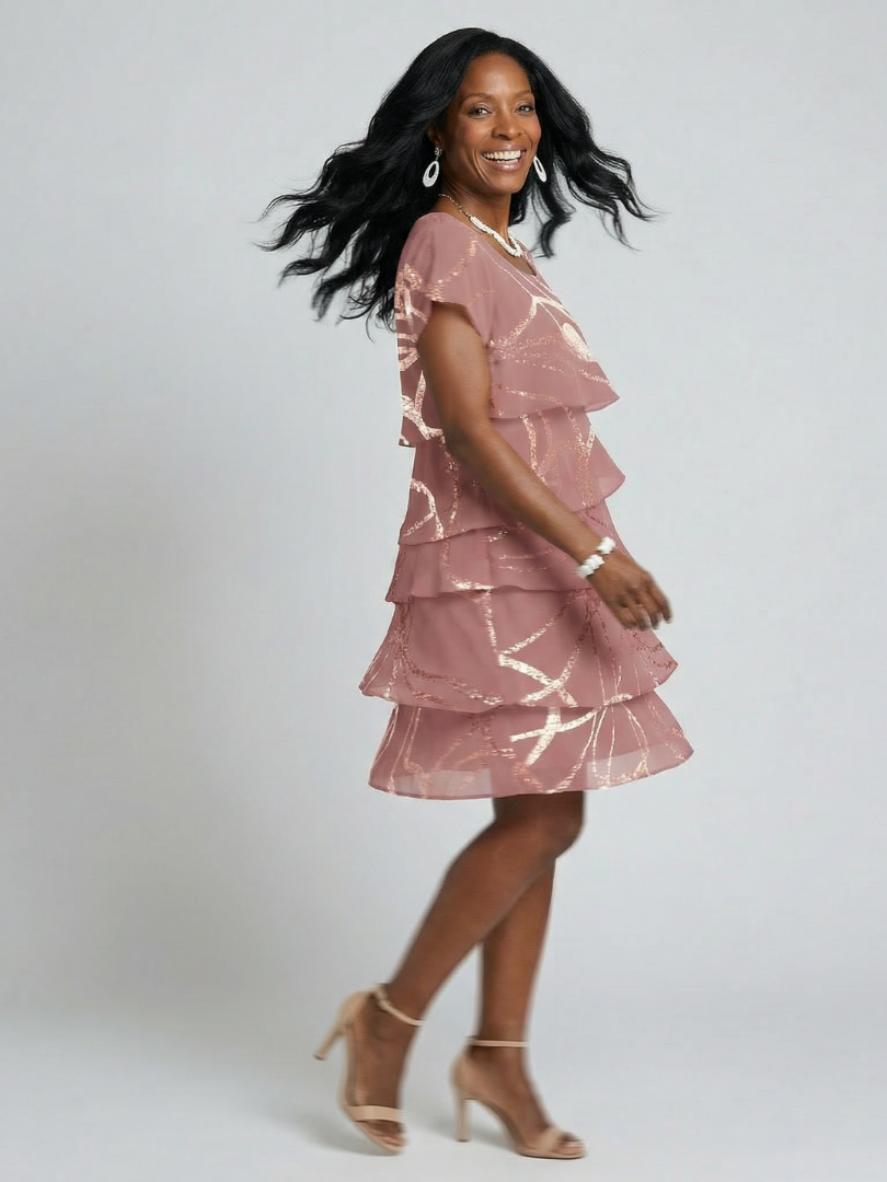 Hoku | Elegant Abstract Dress Knee-Length