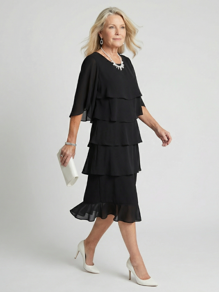 Brent | Midi Dress with Layered Ruffles