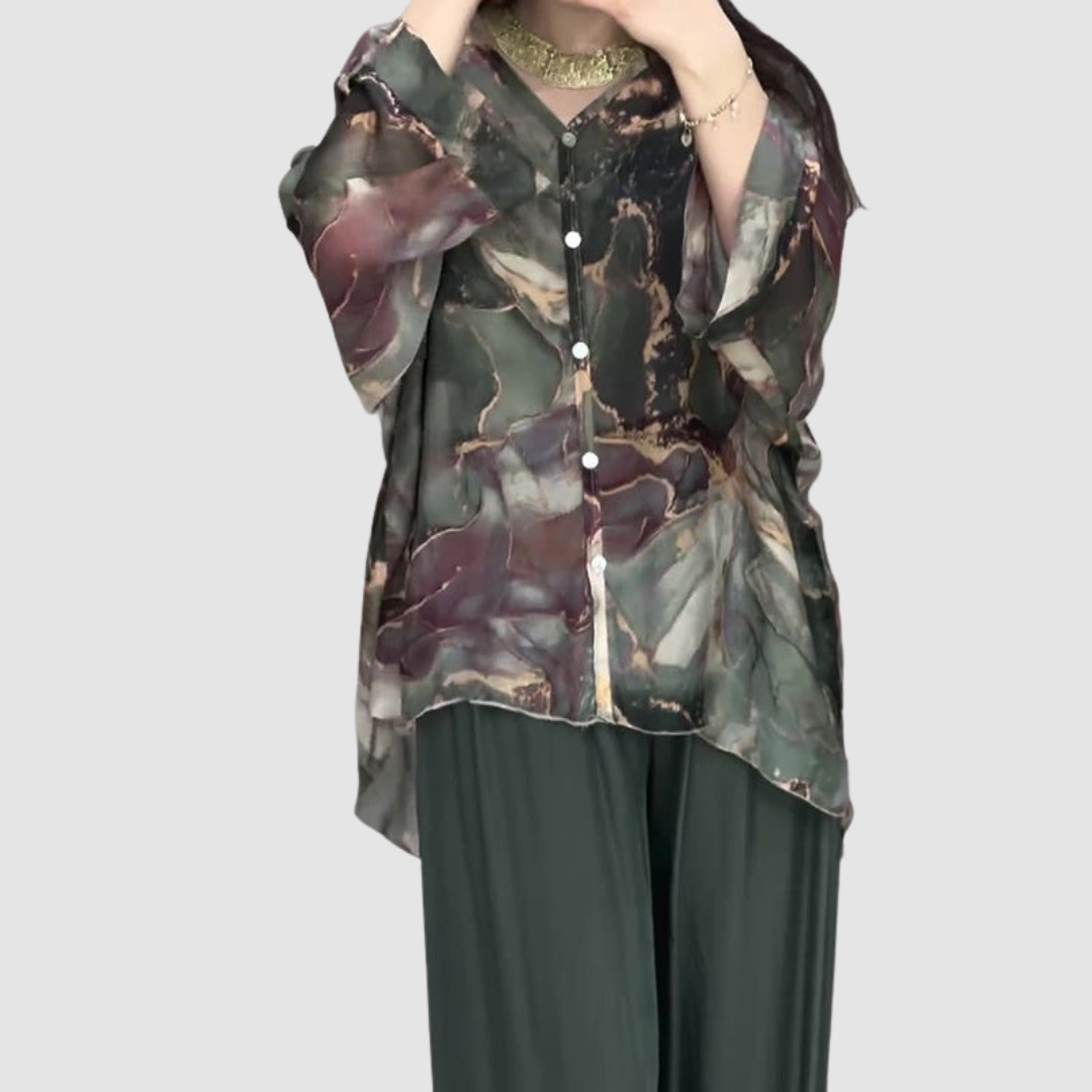 Aurora | Elegant Printed Two-Piece Set | Floral Comfort Co-Ord