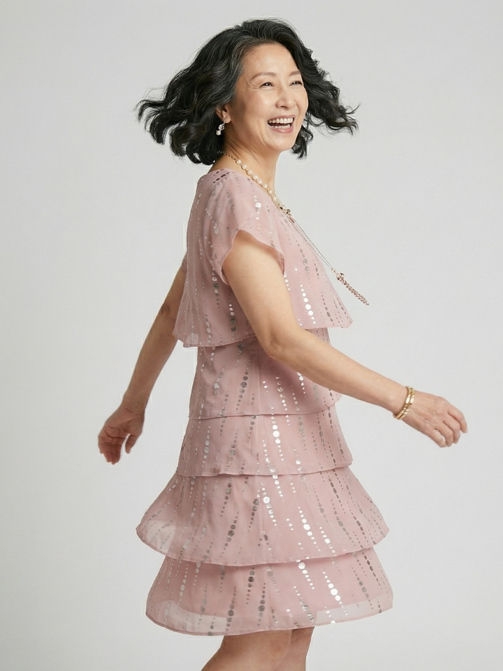 Makena | Elegant Polka Dot Knee-Length Dress
