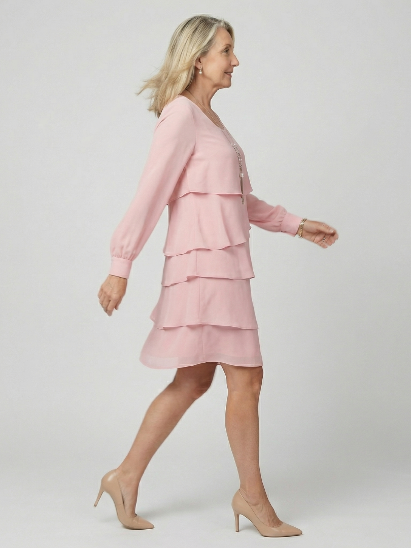 Kirax | Elegant Ruffled Knee-Length Dress