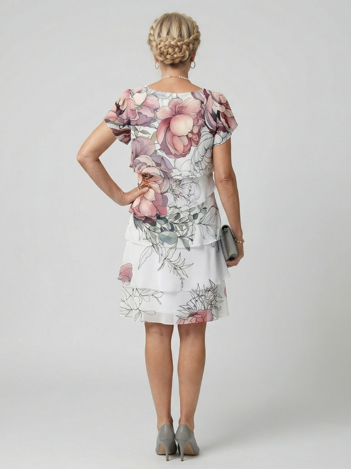 Kualani | Elegant Knee-Length Floral Dress