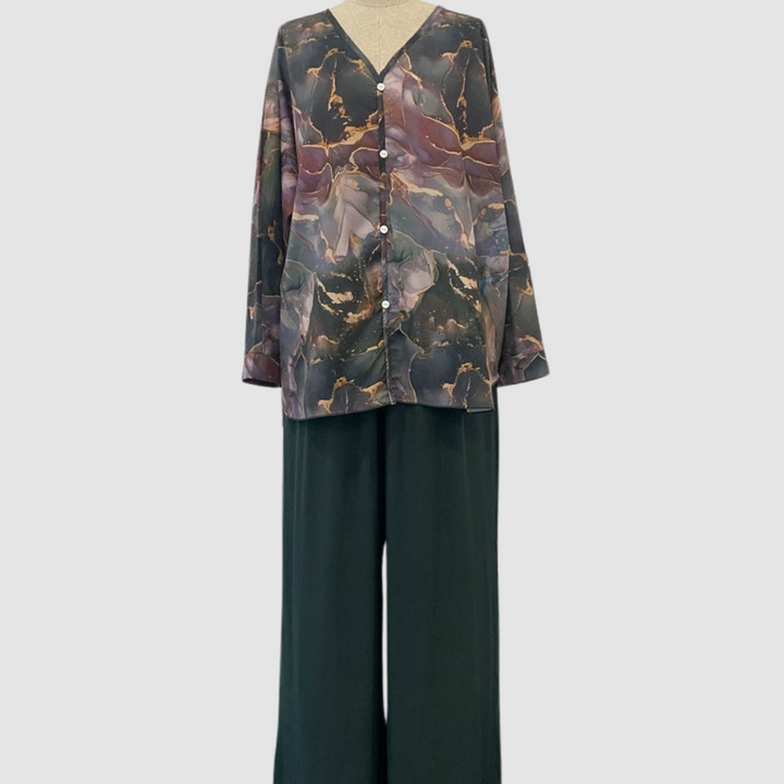 Aurora | Elegant Printed Two-Piece Set | Floral Comfort Co-Ord