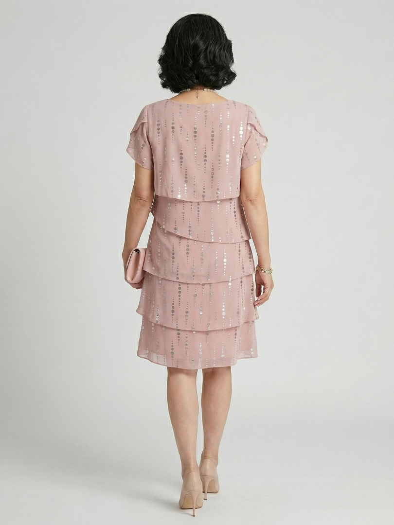 Makena | Elegant Polka Dot Knee-Length Dress