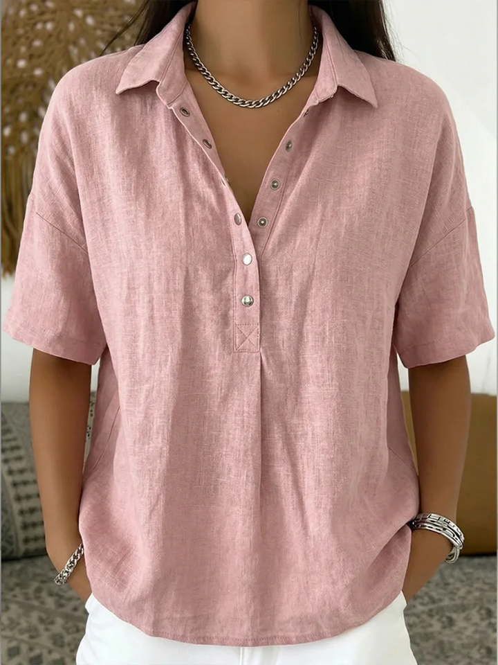 Evelyn | Snap Button Linen Blouse