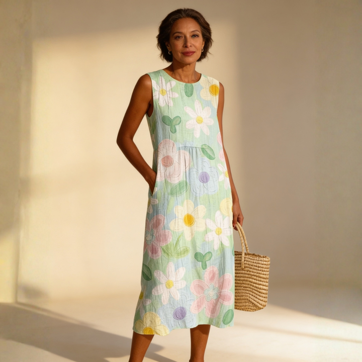 Erin | Pastel Blossom Midi Dress