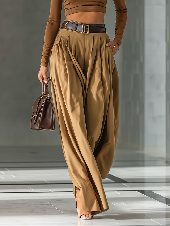 Women’s Mixed Brown Top and Wide Pants Set