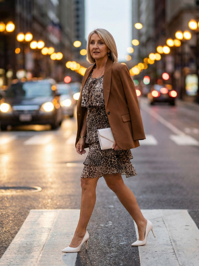 Briar | Knee-Length Animal Print Dress