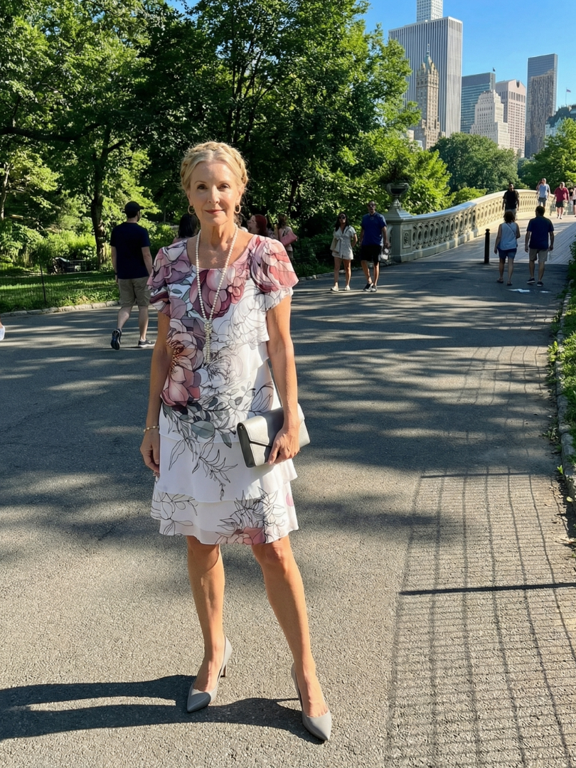 Kualani | Elegant Knee-Length Floral Dress