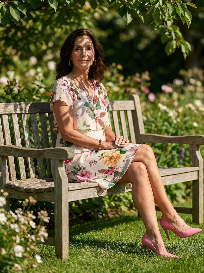 Silas | Elegant Floral Knee-Length Dress