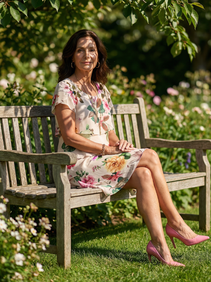 Silas | Elegant Floral Knee-Length Dress