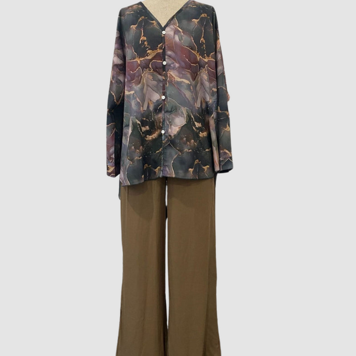 Aurora | Elegant Printed Two-Piece Set | Floral Comfort Co-Ord