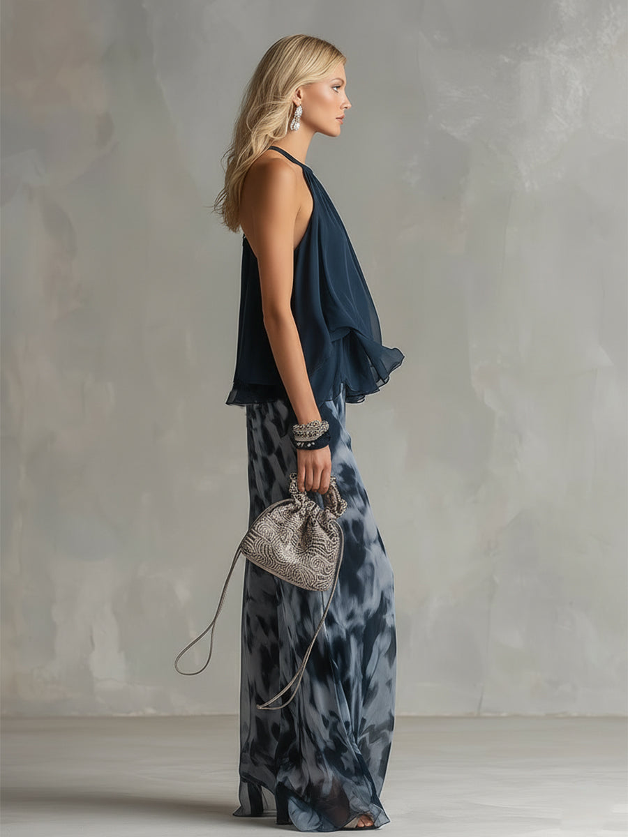 Elise | Lightweight suit with fluid top and wide pants