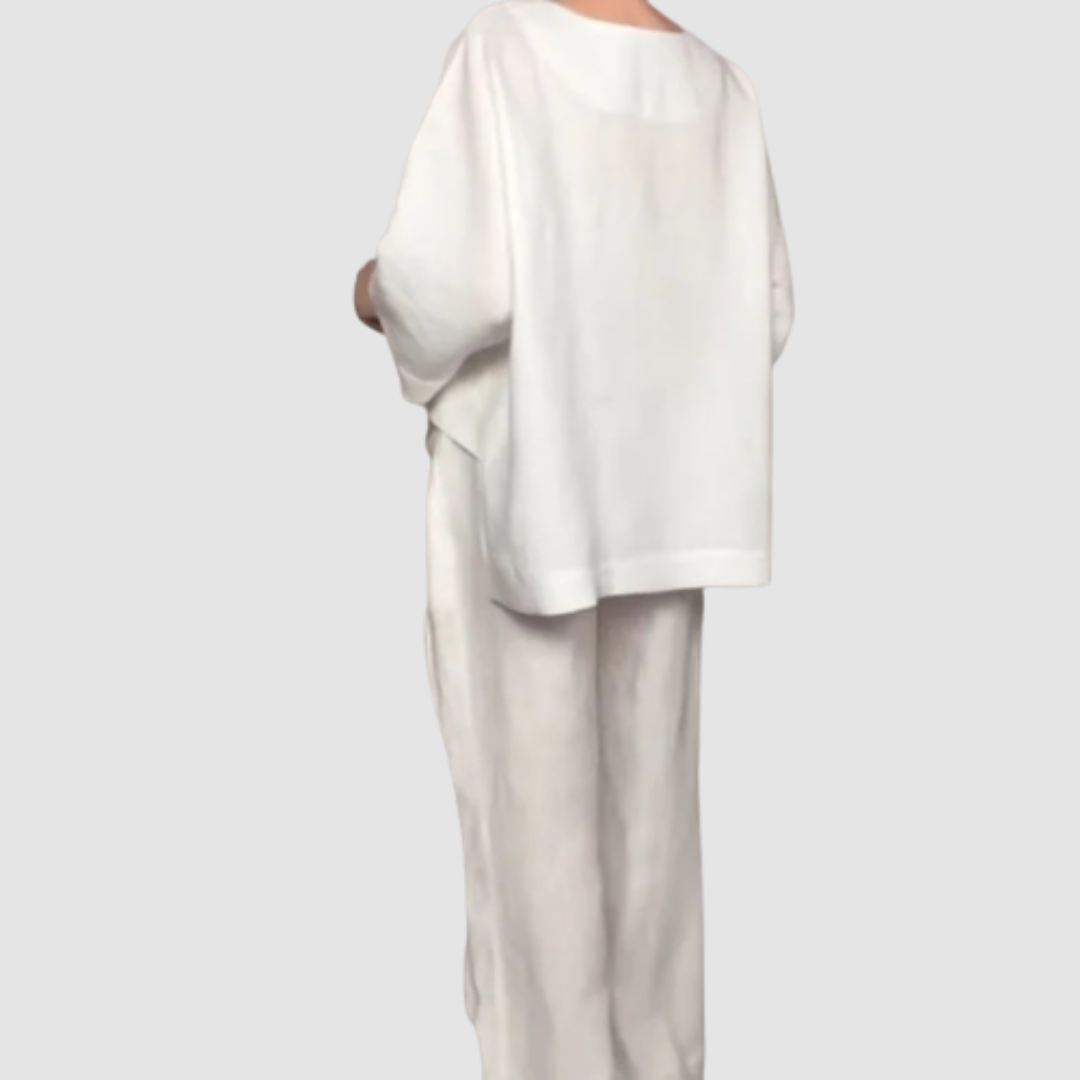 Vina | Relaxed 2-Piece Set | Asymmetrical Top and Wide-Leg Pants
