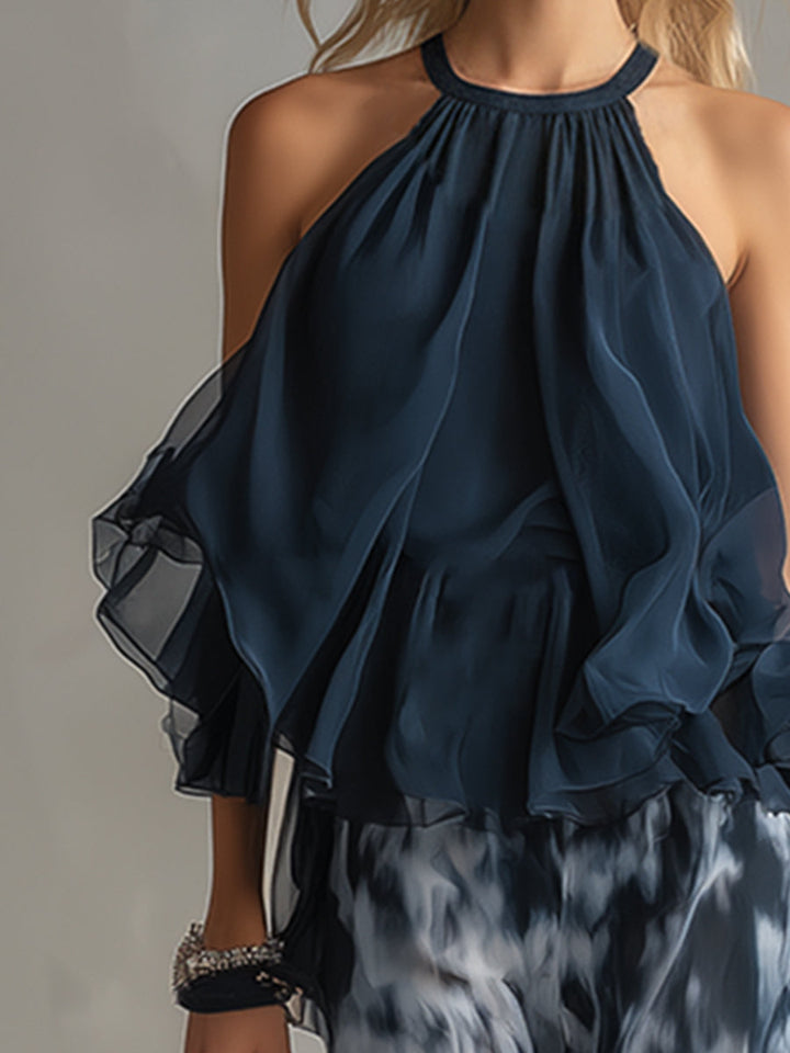 Elise | Lightweight suit with fluid top and wide pants