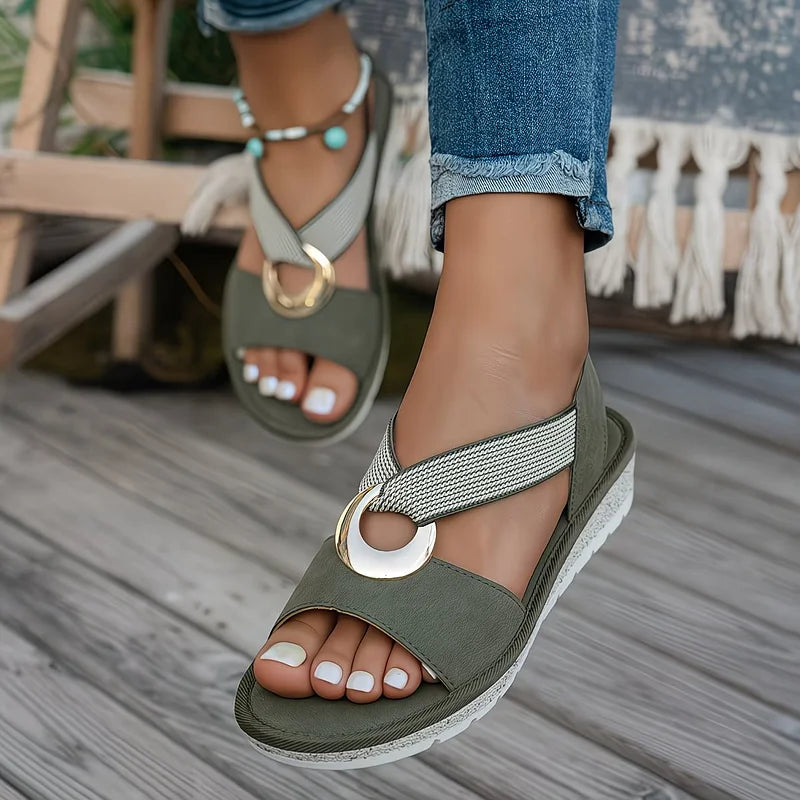 Skylar | Flat Sandals with Metal Buckle