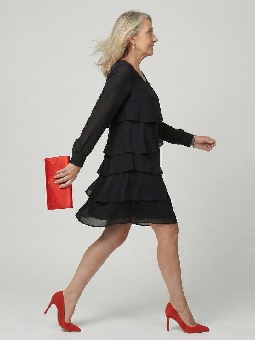 Kirax | Elegant Ruffled Knee-Length Dress