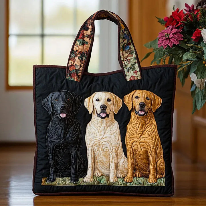 Handcrafted Tote Bag Featuring Three Labradors