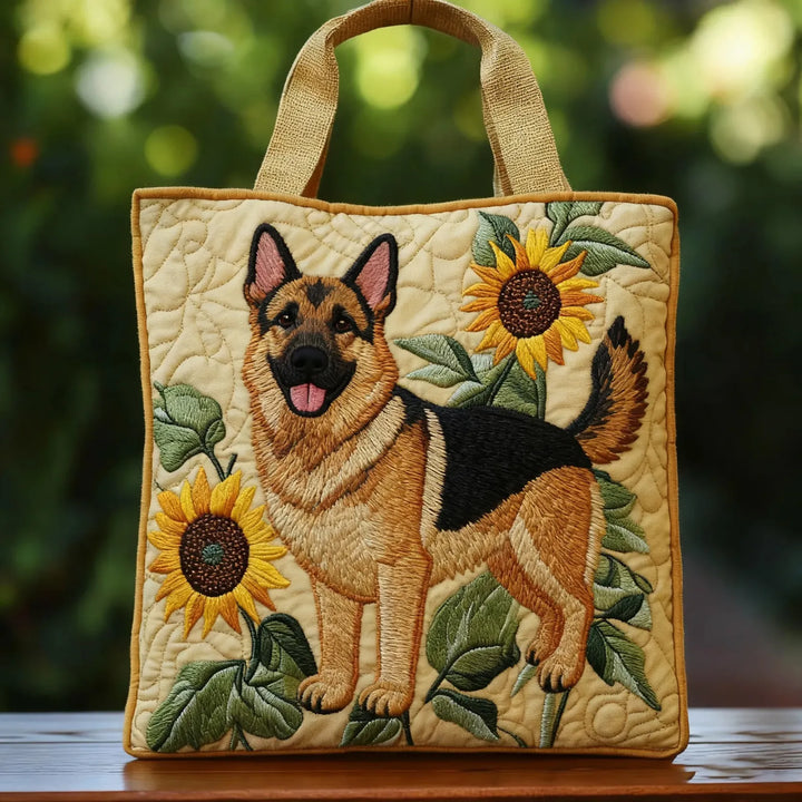 Floral German Shepherd Artisan Tote