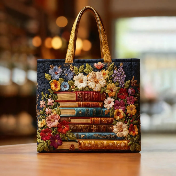 Handcrafted Floral Print Tote Bag for Book Lovers