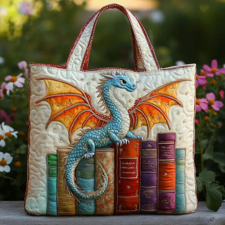 Emerald Dragon Quilted Bag - Guardian of Books