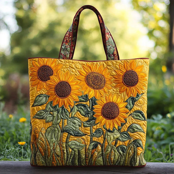 Sunflower Patterned Classic Quilted Bag