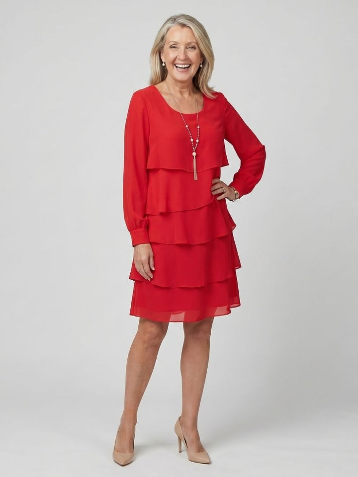 Kirax | Elegant Ruffled Knee-Length Dress