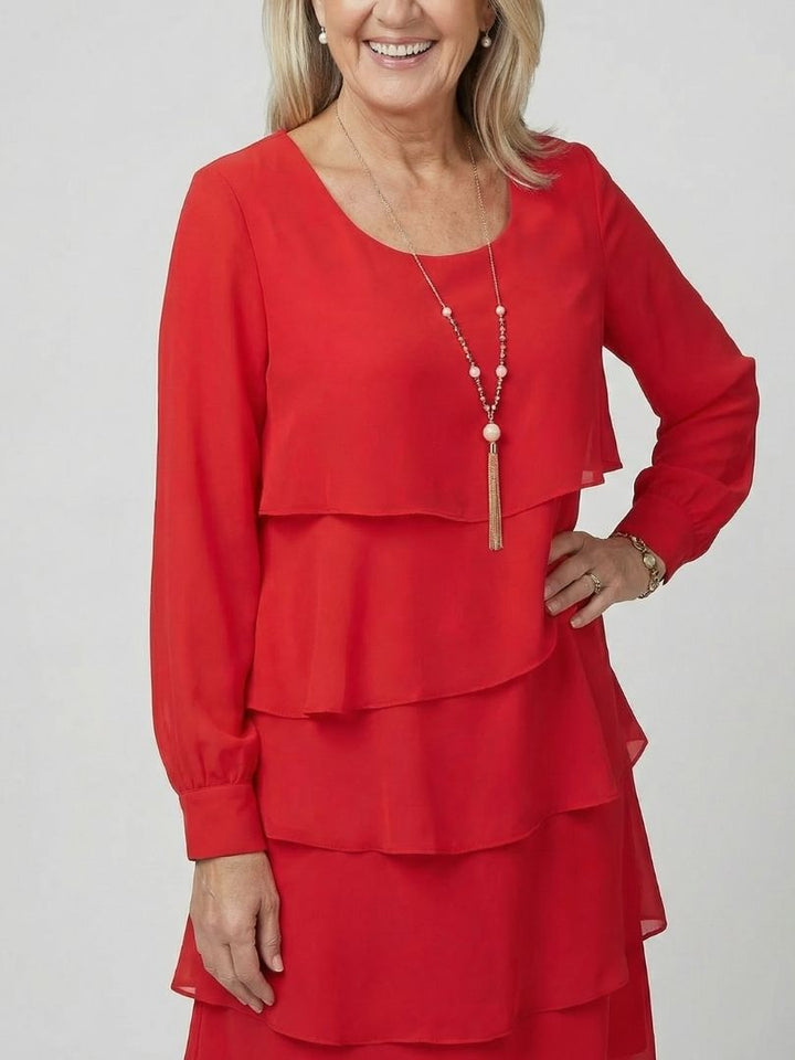 Kirax | Elegant Ruffled Knee-Length Dress