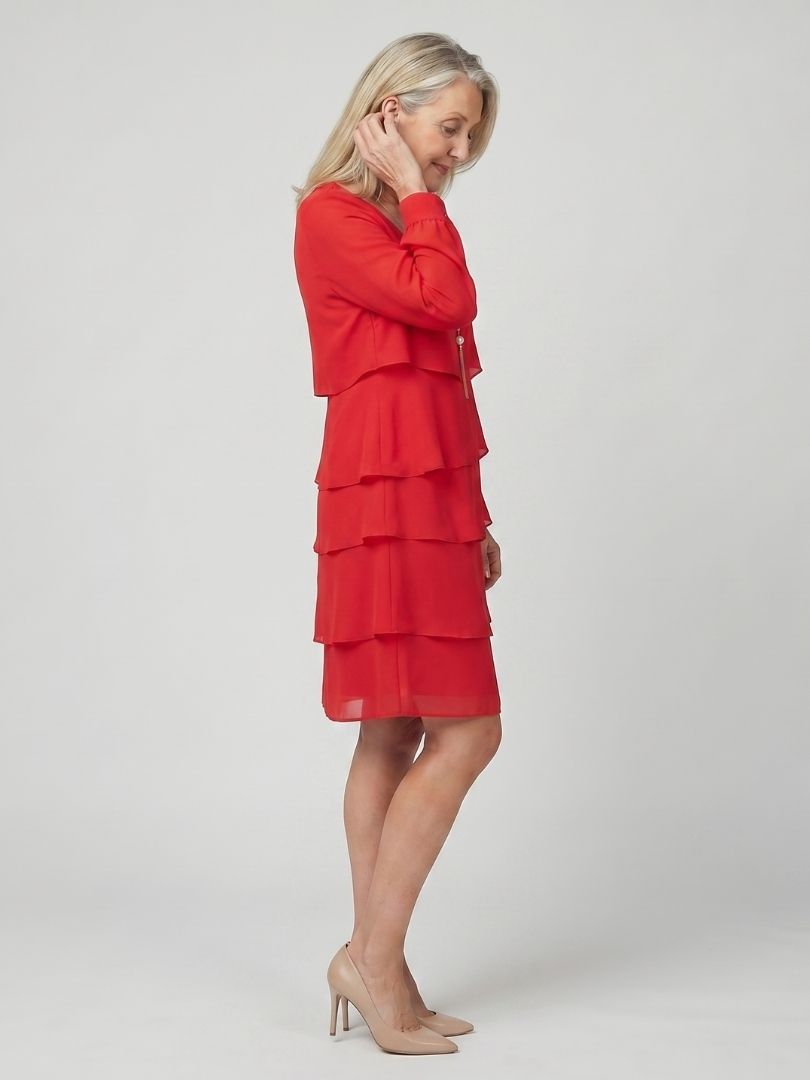 Kirax | Elegant Ruffled Knee-Length Dress