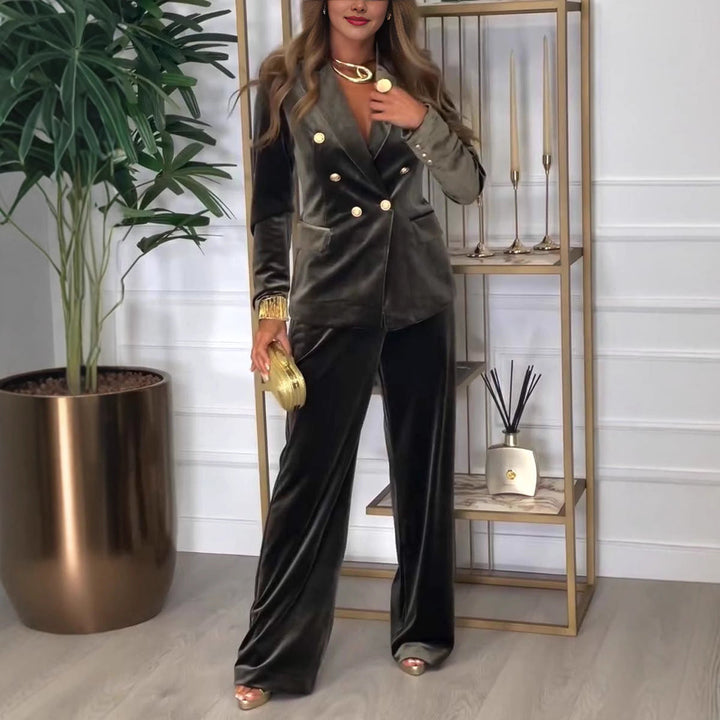 Cristie | Elegant Suede Set | Tailored Two-Piece Suit