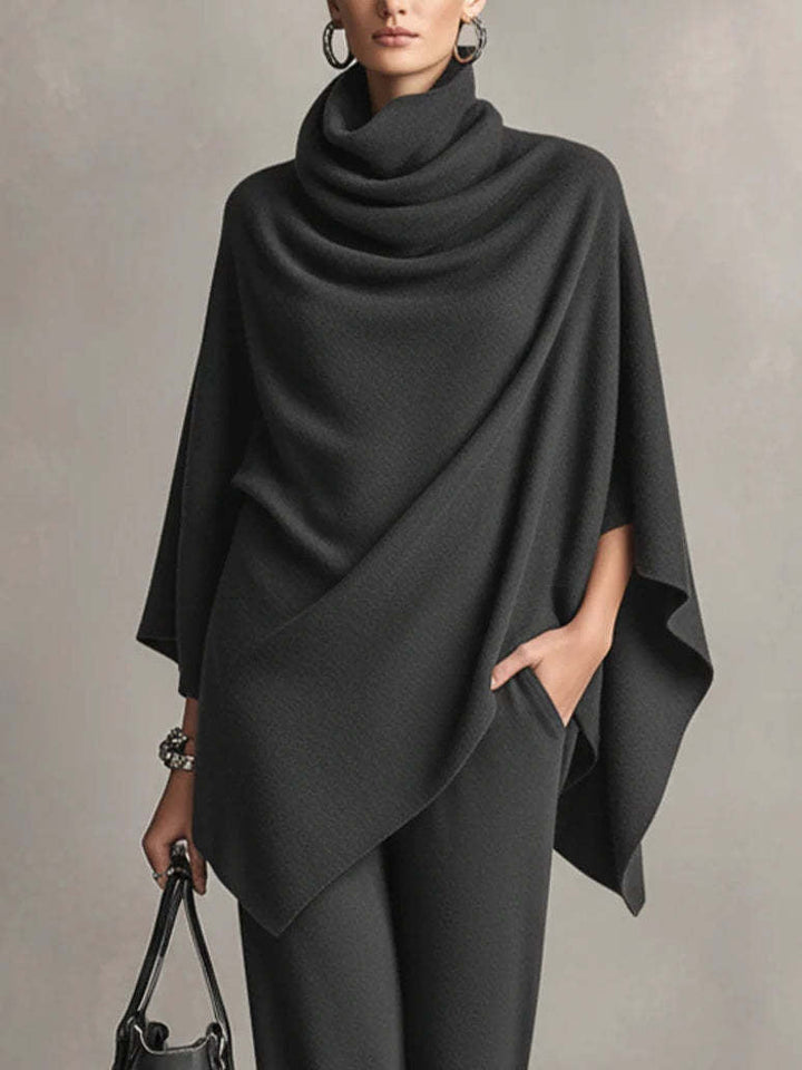 Sarina| Elegant Drape Two-Piece Set | Flowing Top and Wide-Leg Trousers