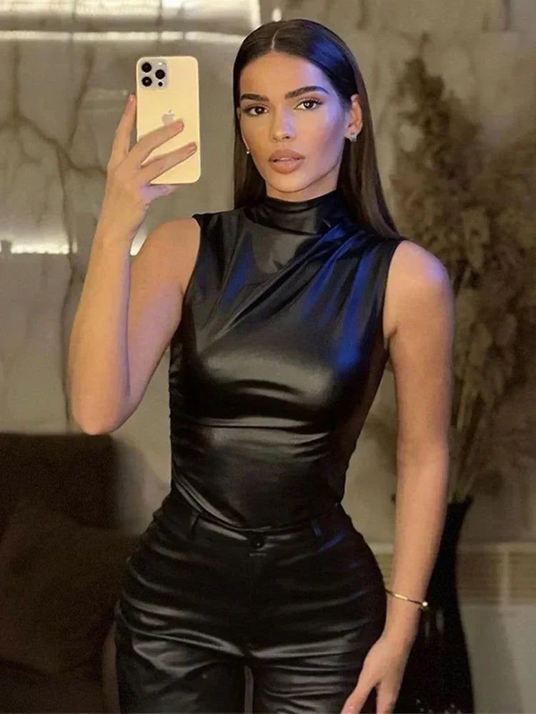 SERENA | Women Sleek Faux Leather Top