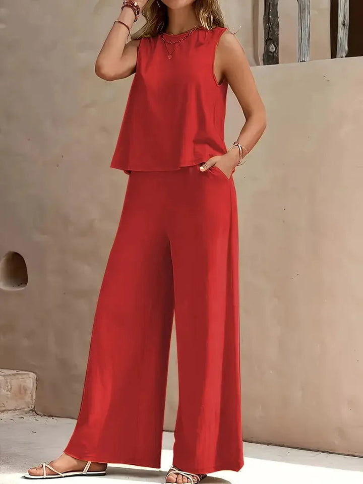 Danielle | Sleeveless Two-Piece Set | Sleeveless Top and Wide-Leg Pants