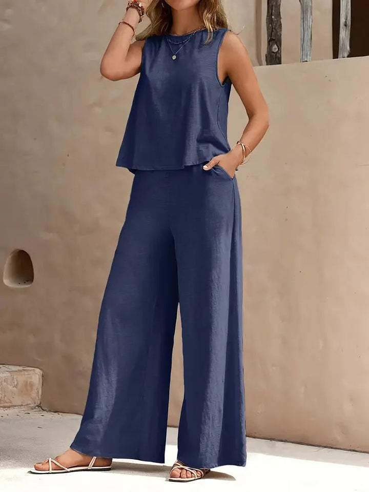 Danielle | Sleeveless Two-Piece Set | Sleeveless Top and Wide-Leg Pants