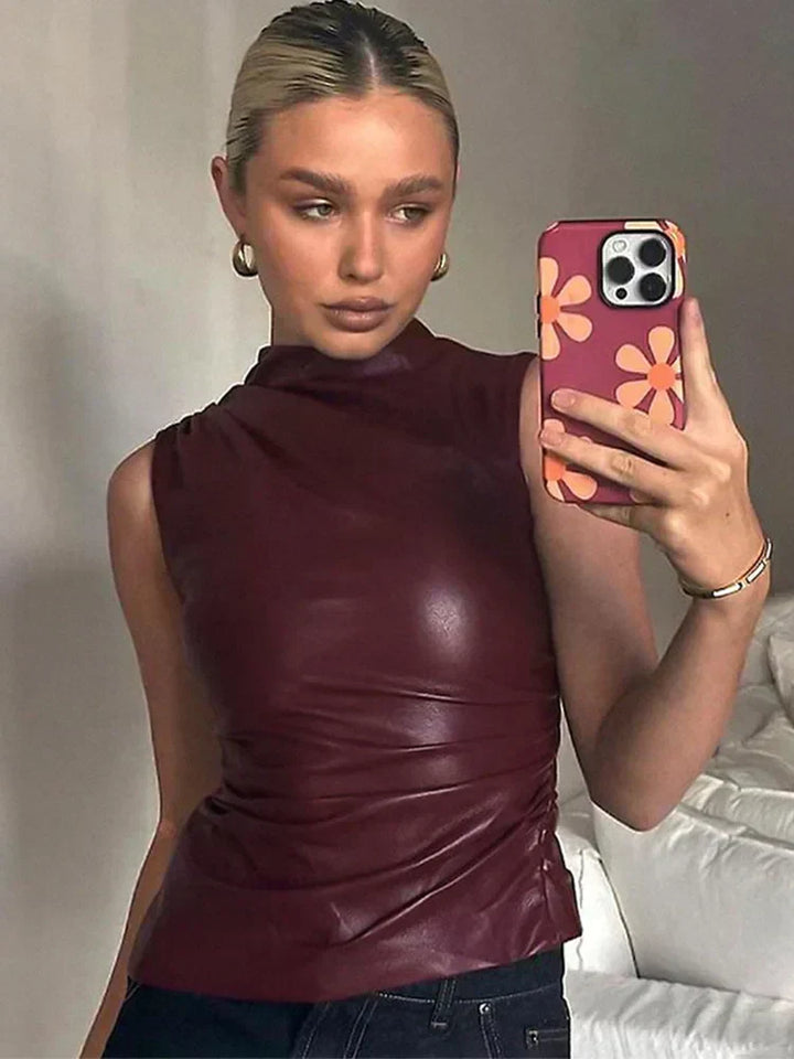 SERENA | Women Sleek Faux Leather Top