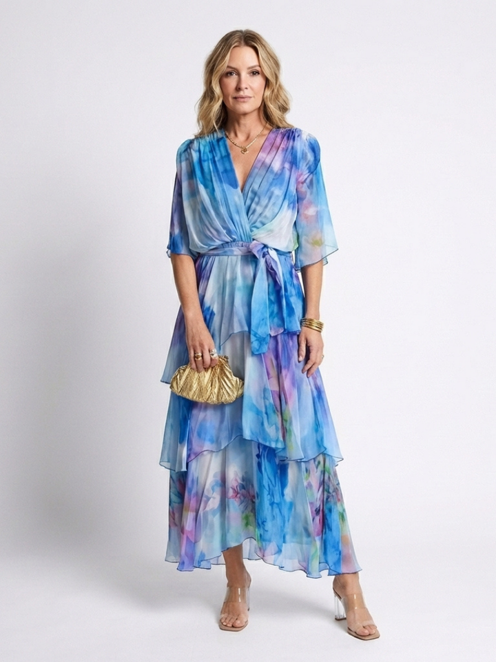 Calista | Maxi Transparent Dress with Tied Belt