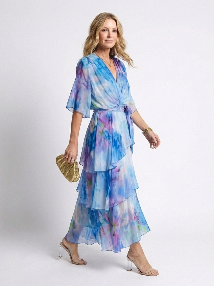 Calista | Maxi Transparent Dress with Tied Belt