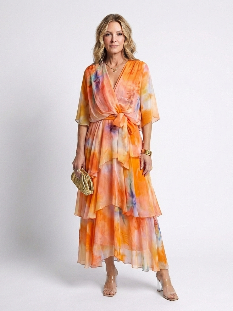 Calista | Maxi Transparent Dress with Tied Belt