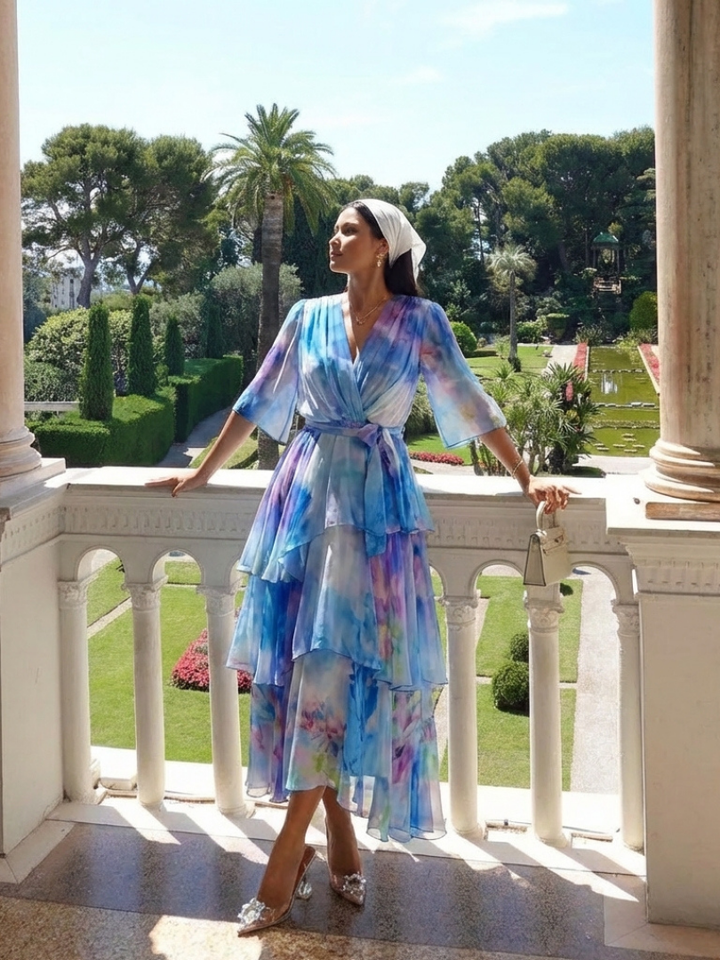 Calista | Maxi Transparent Dress with Tied Belt