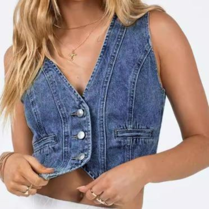 BLAISE | Women Sleeveless Denim Crop Top
